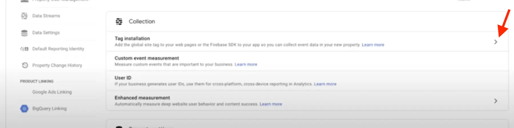 Screenshot of tag installation for Google Analytics 4.0