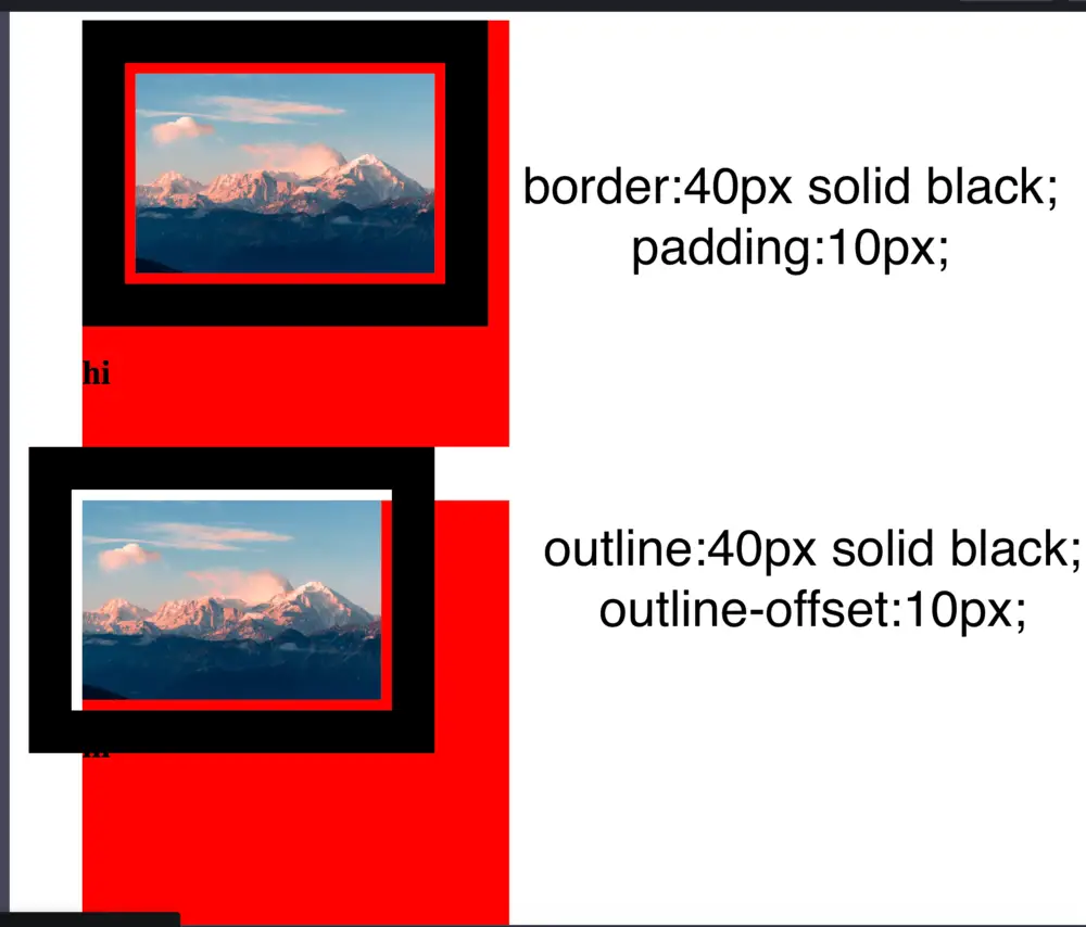 Screenshot of difference between border and outline - Pt 3