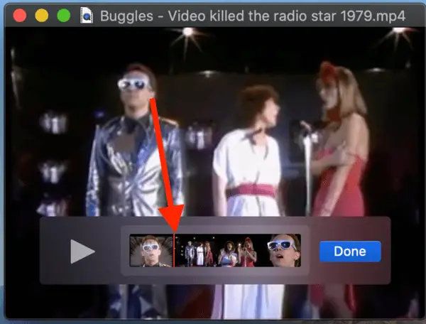 Screenshot on the red bar when showing clips in Quicktime